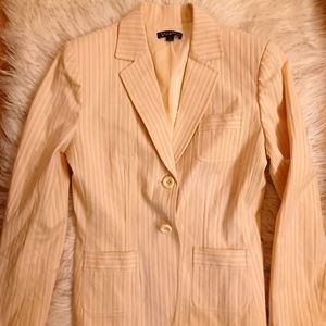Tahari Blazer - Creme Colored/Stripes - Size 8 - Shoulder Pads